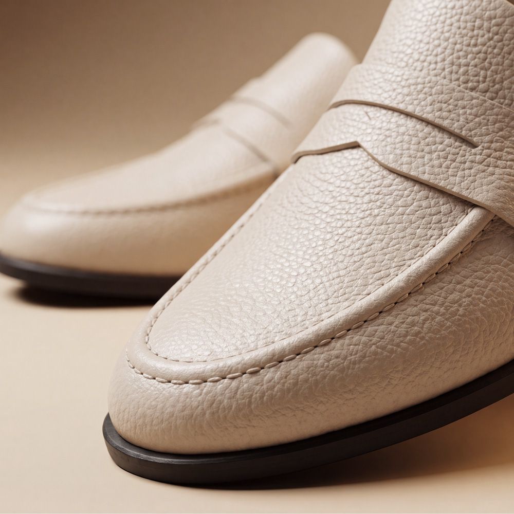 Mocassim Feminino Vittal Mara em Couro Legítimo OffWhite com 2 Fivelas Removíveis