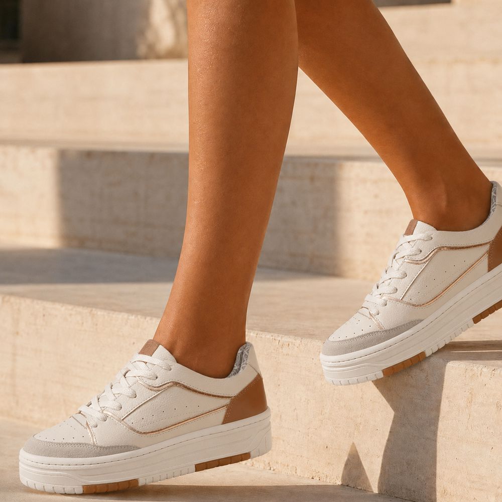 Tênis Feminino Vittal Aura Offwhite Solado Flatform Confort
