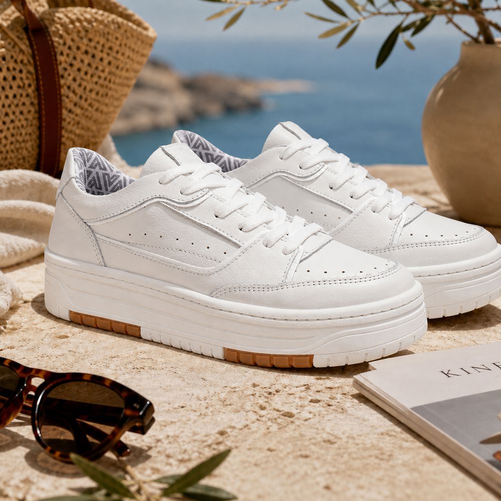 Tênis Feminino Vittal Aura Gelo Solado Flatform Confort