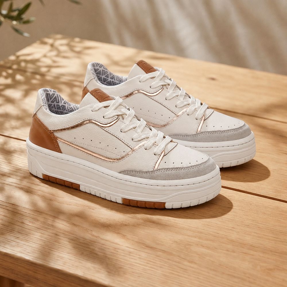 Tênis Feminino Vittal Aura Offwhite Solado Flatform Confort