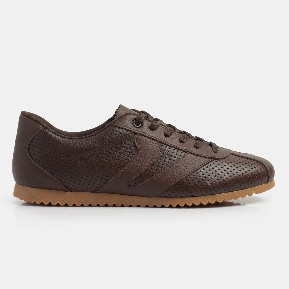 Tênis Feminino Couro Legítimo Naomi Café Casual Vittal Clássico Retrô