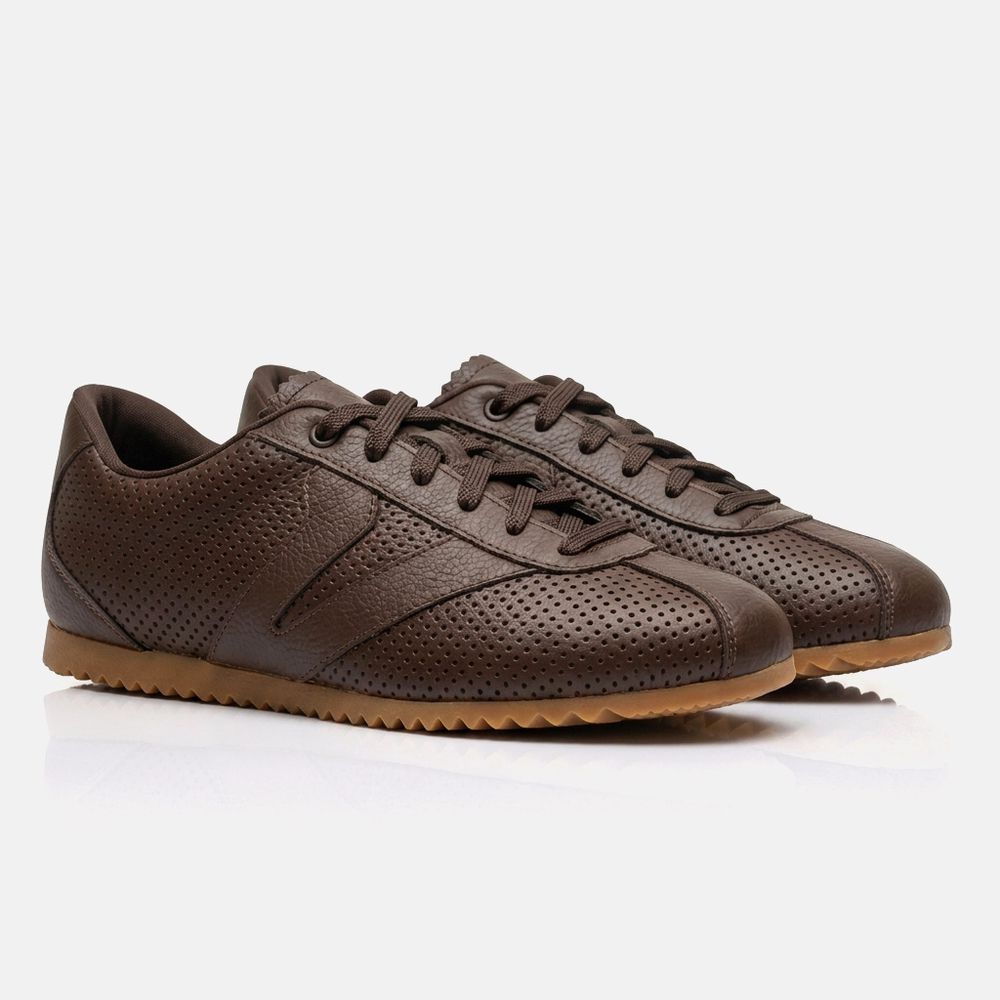Tênis Feminino Couro Legítimo Naomi Café Casual Vittal Clássico Retrô
