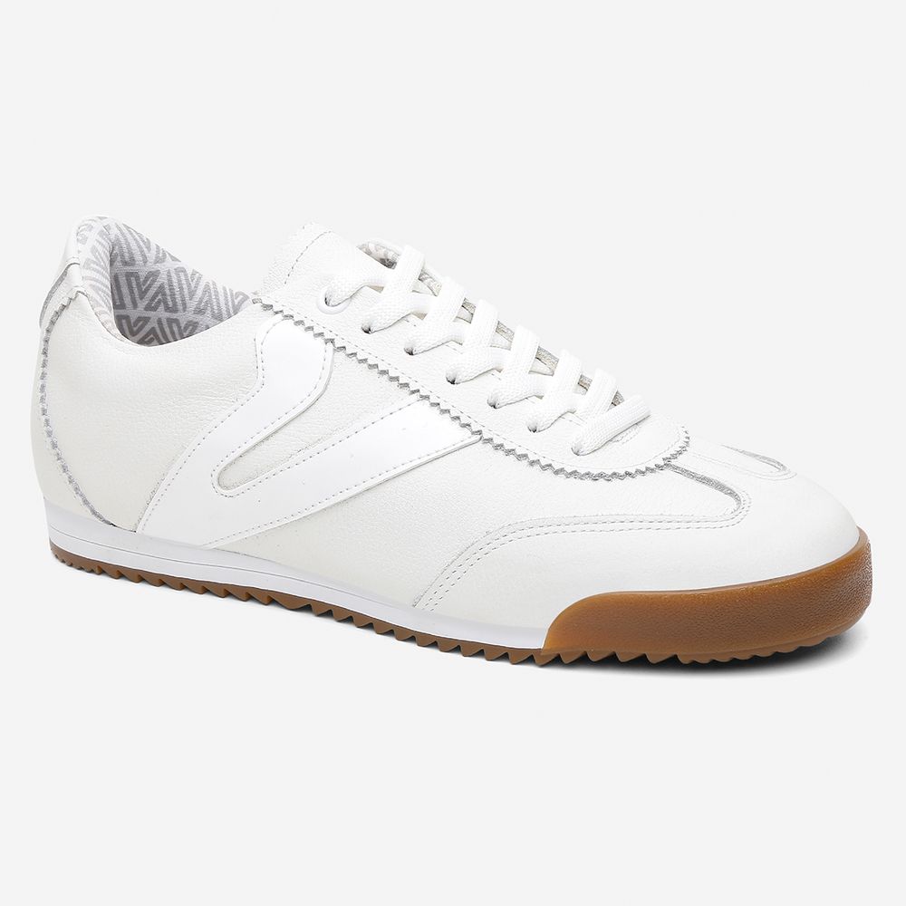 Tênis Feminino Couro Legítimo Naomi Branco Casual Vittal Clássico Retrô