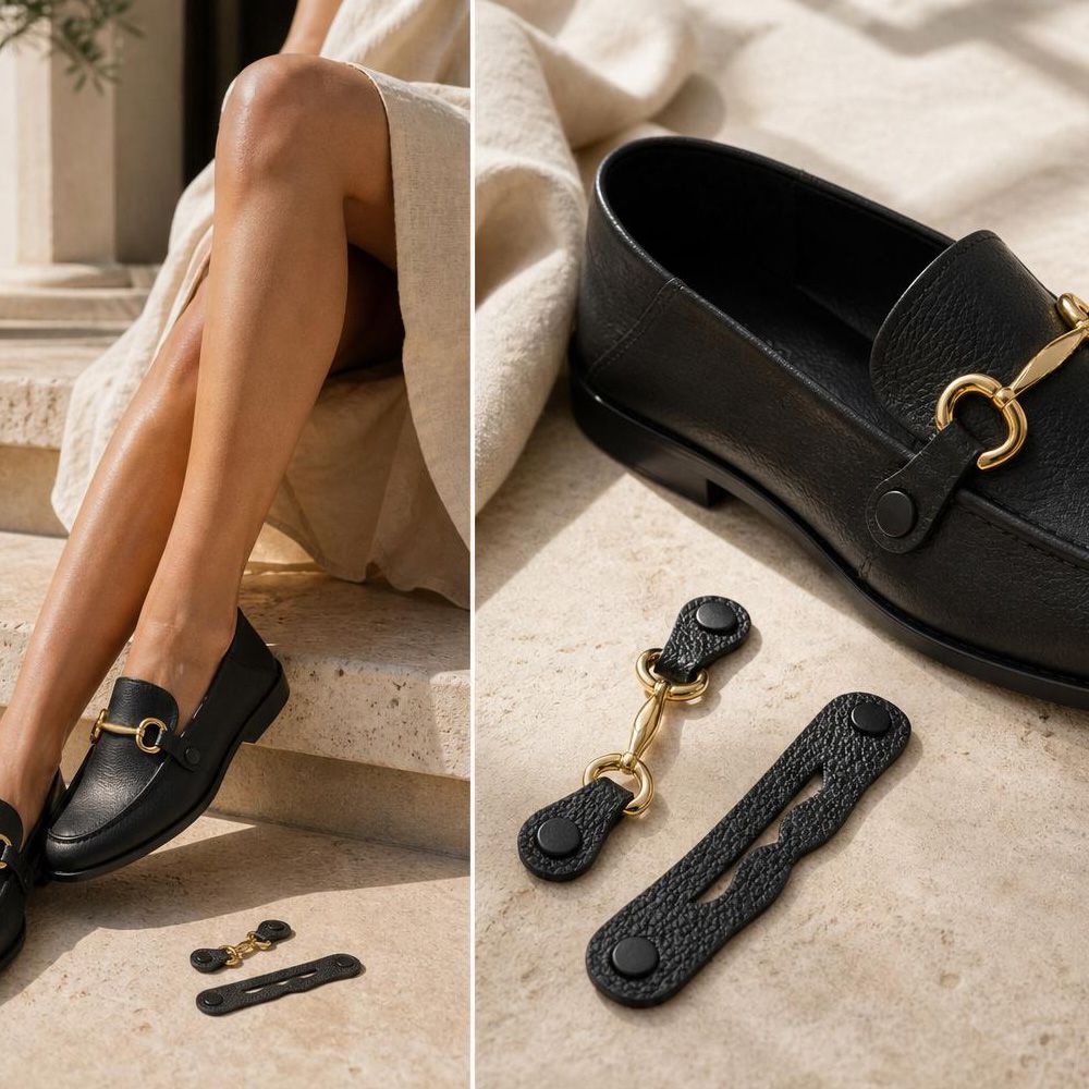 Mocassim Feminino Vittal Mara em Couro Legítimo Preto com 2 Fivelas Removíveis