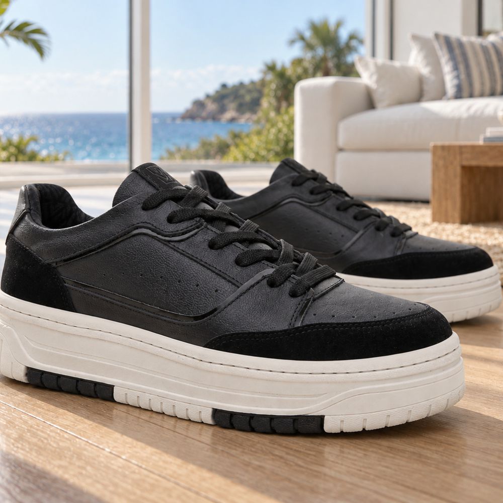 Tênis Feminino Vittal Aura Preto Solado Flatform Confort