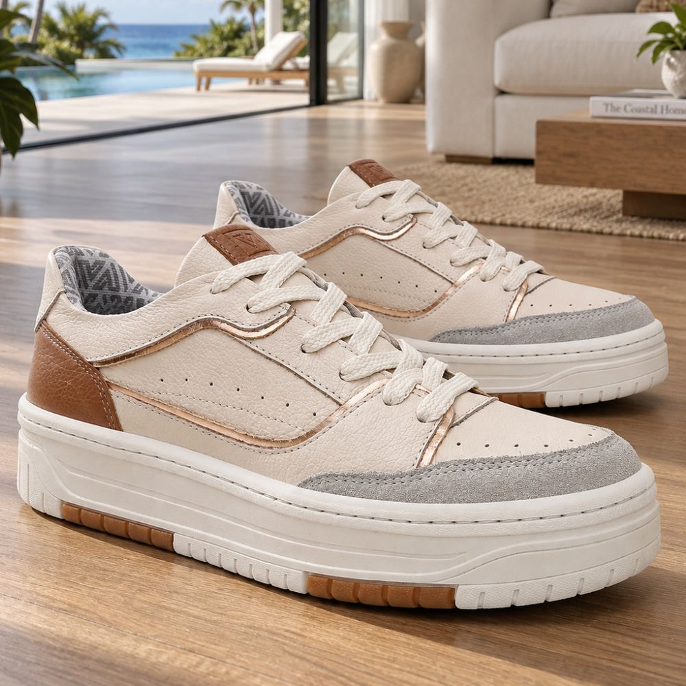Tênis Feminino Vittal Aura Offwhite Solado Flatform Confort