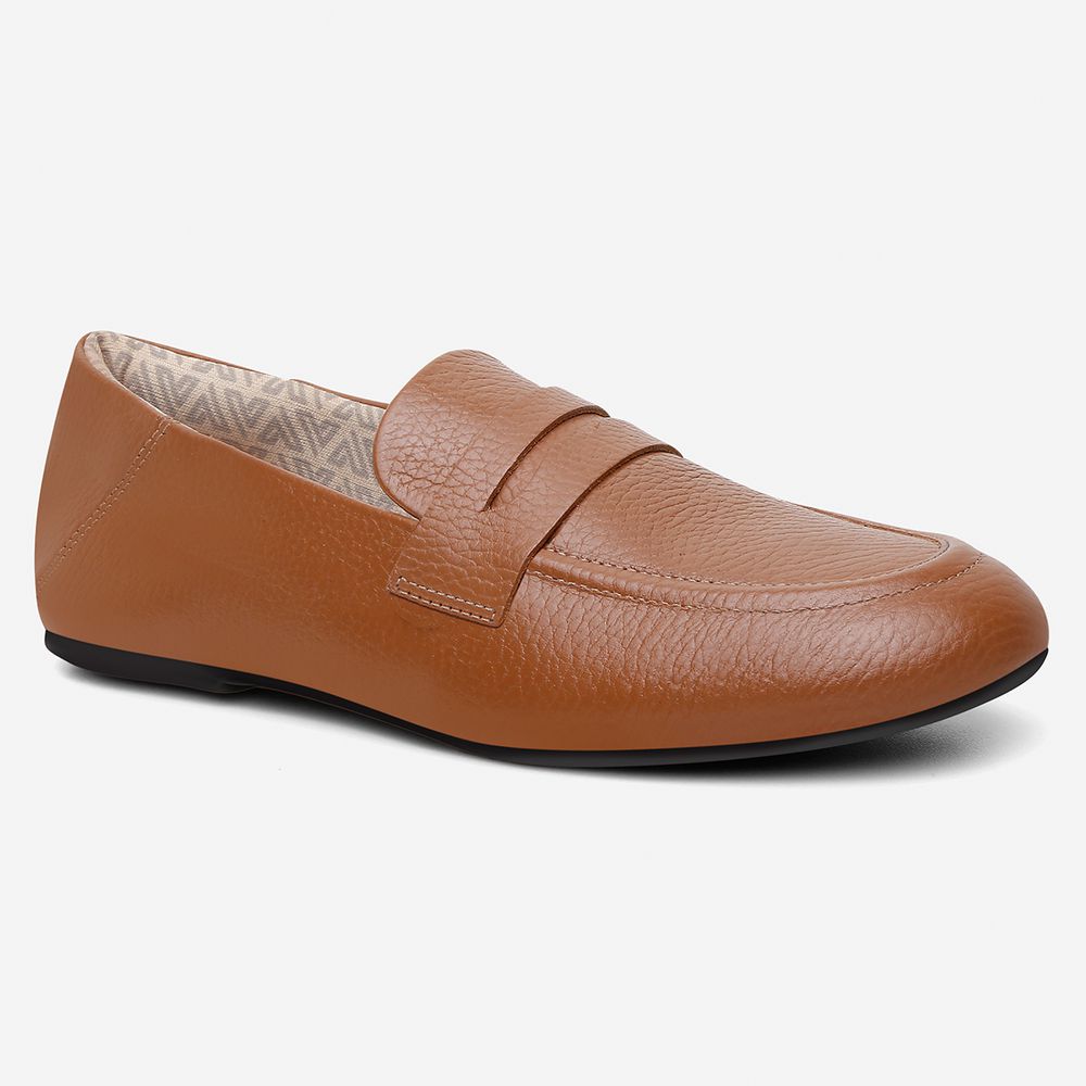 Mocassim Feminino Vittal Danielly em Couro Legítimo Caramelo Olho de Gato