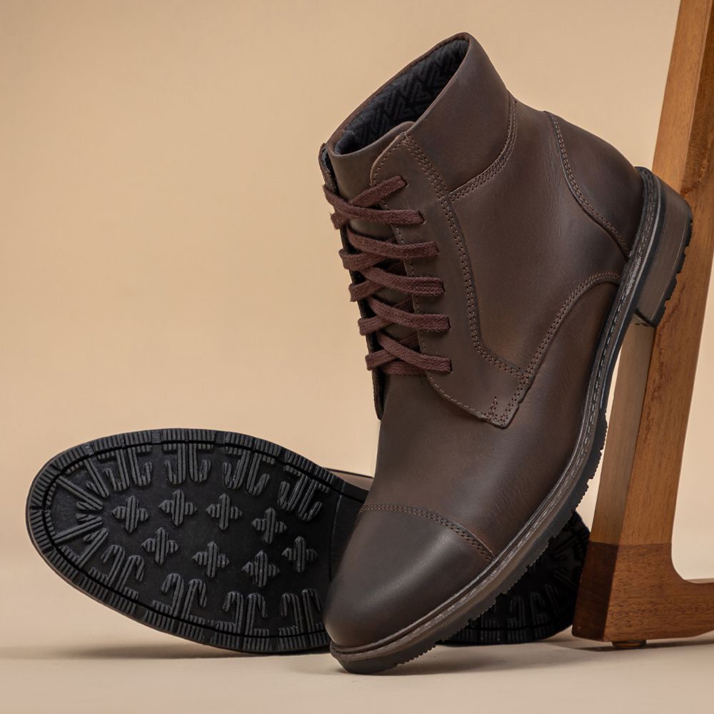Coturno Casual Masculino Vittal em Couro Café 