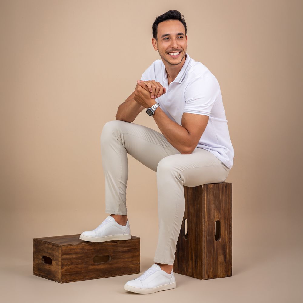 Tênis Casual Masculino Onix Banco em Couro Legitimo com Elástico Vittal