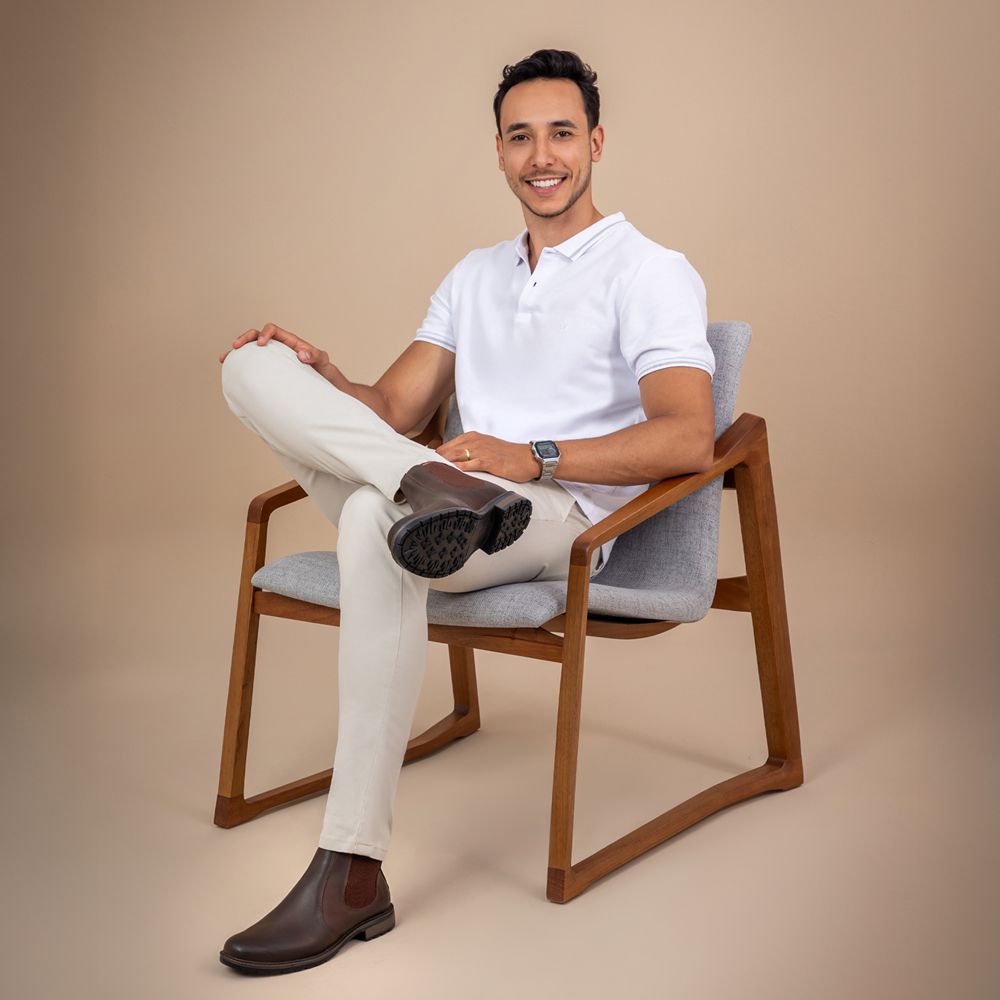 Bota Chelsea Vittal Botina Masculina em Couro Legítimo Café 