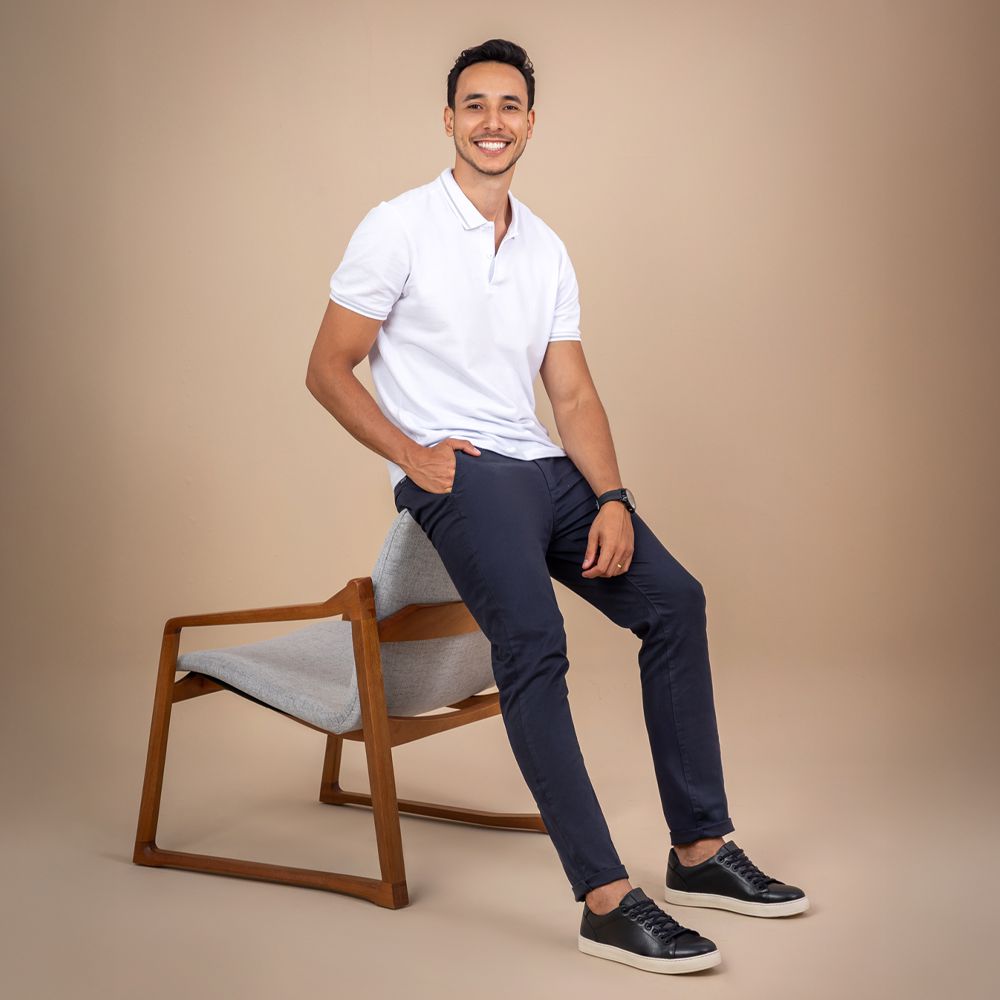 Tênis Casual Masculino Logan Preto em Couro Legitimo Vittal