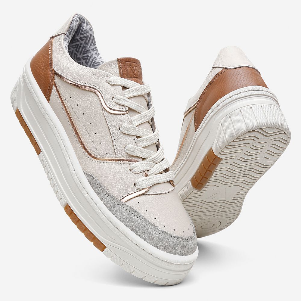 Tênis Feminino Vittal Aura Offwhite Solado Flatform Confort