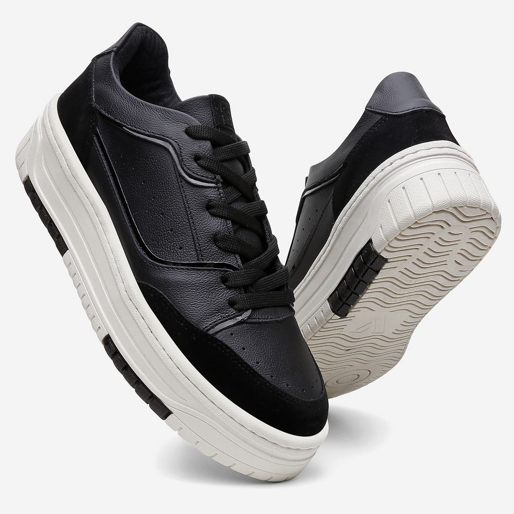 Tênis Feminino Vittal Aura Preto Solado Flatform Confort