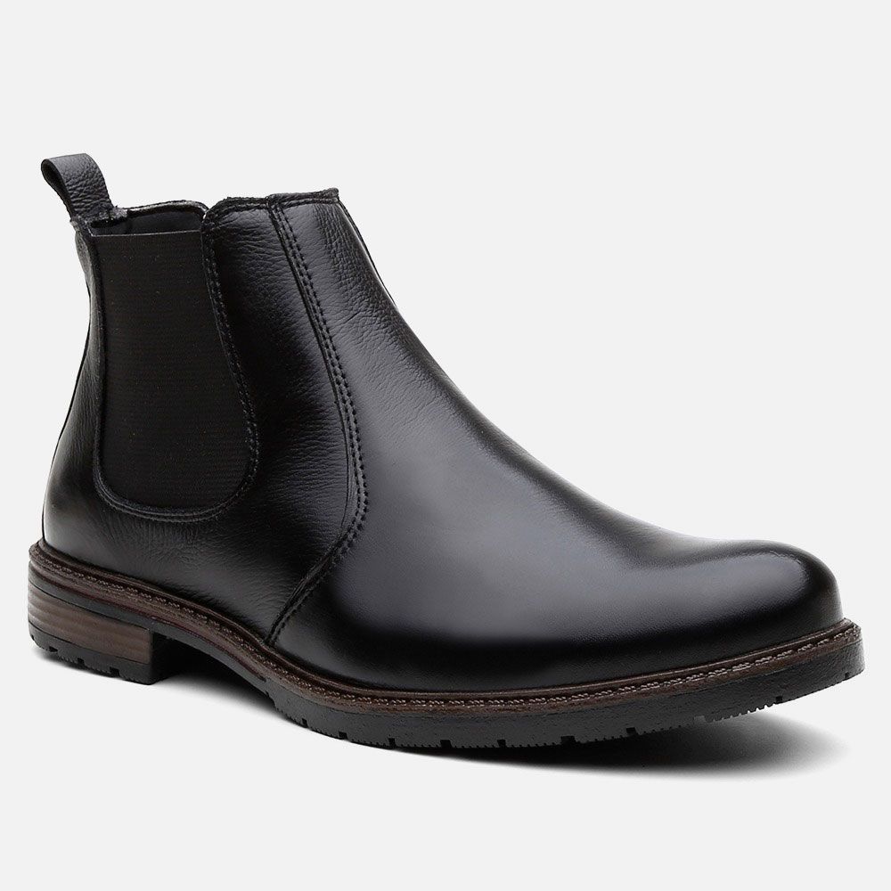 Bota Chelsea Vittal Botina Masculina em Couro Legítimo Preto 