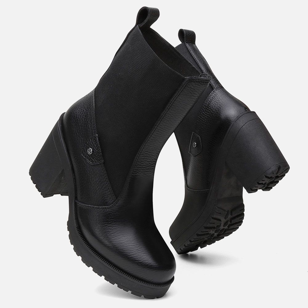 Bota Coturno Feminino Luna Vittal Salto Alto com Elástico Preto 