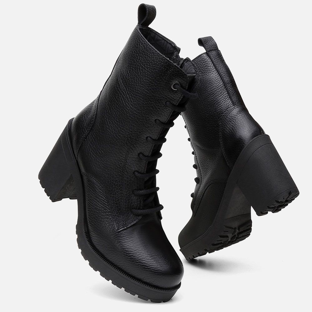 Bota Coturno Feminino Vittal Fernanda Salto Alto Preto 