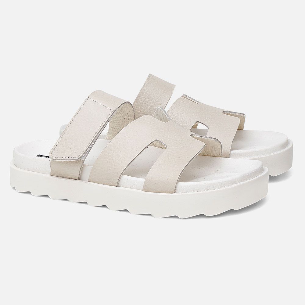 Sandalia Feminina Hera Vittal Flat em Couro Legitimo OffWhite