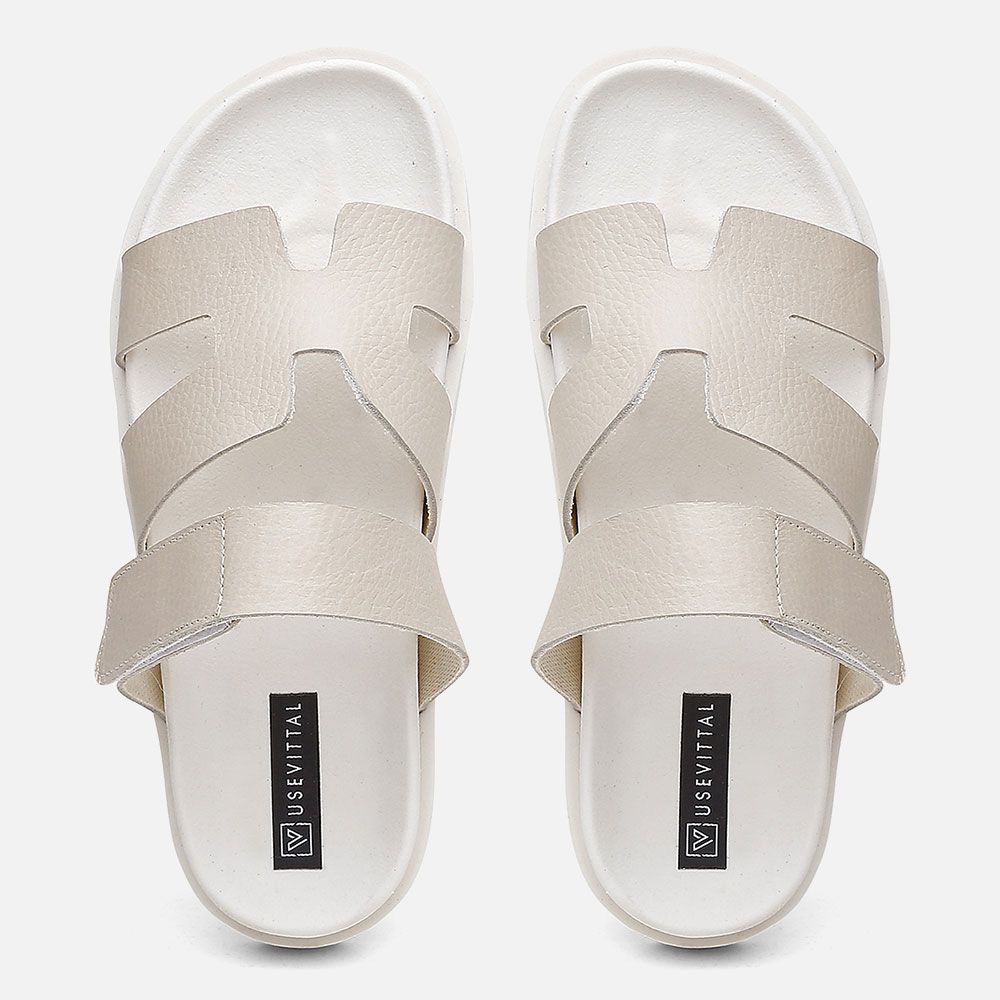 Sandalia Feminina Hera Vittal Flat em Couro Legitimo OffWhite