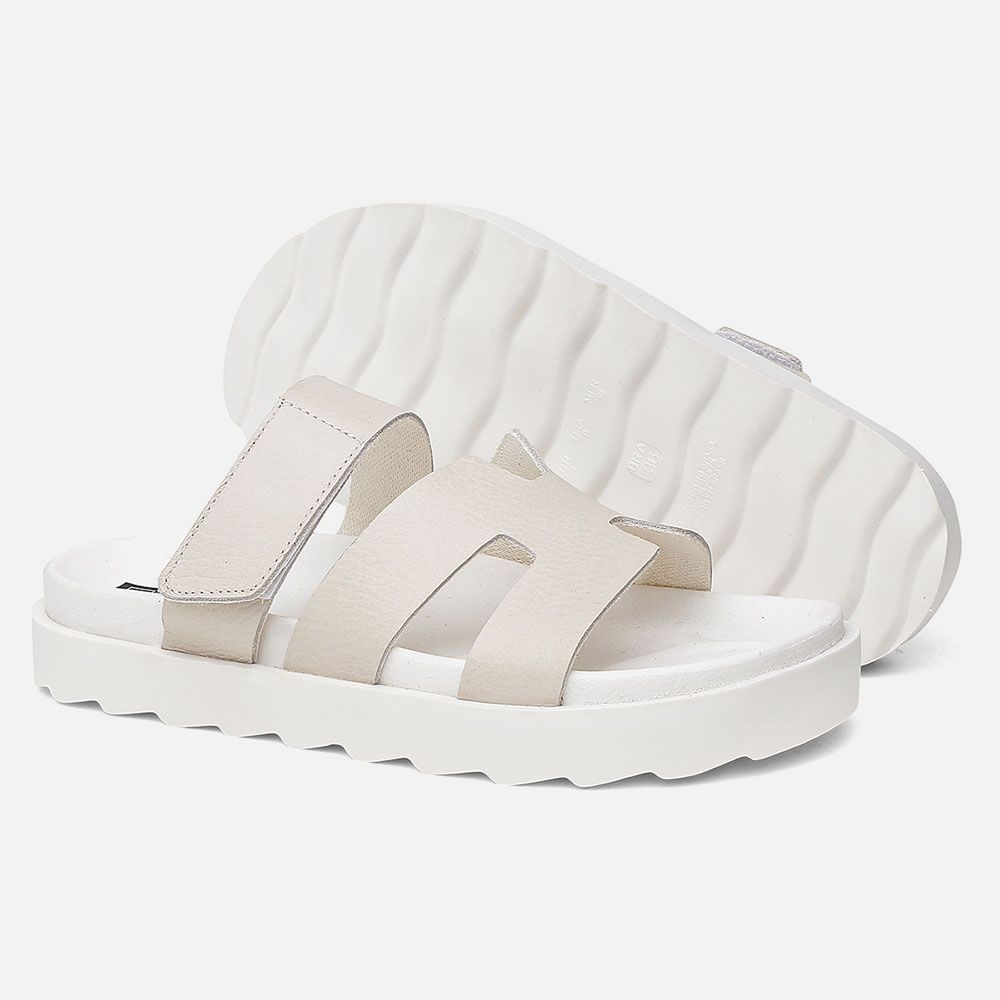 Sandalia Feminina Hera Vittal Flat em Couro Legitimo OffWhite