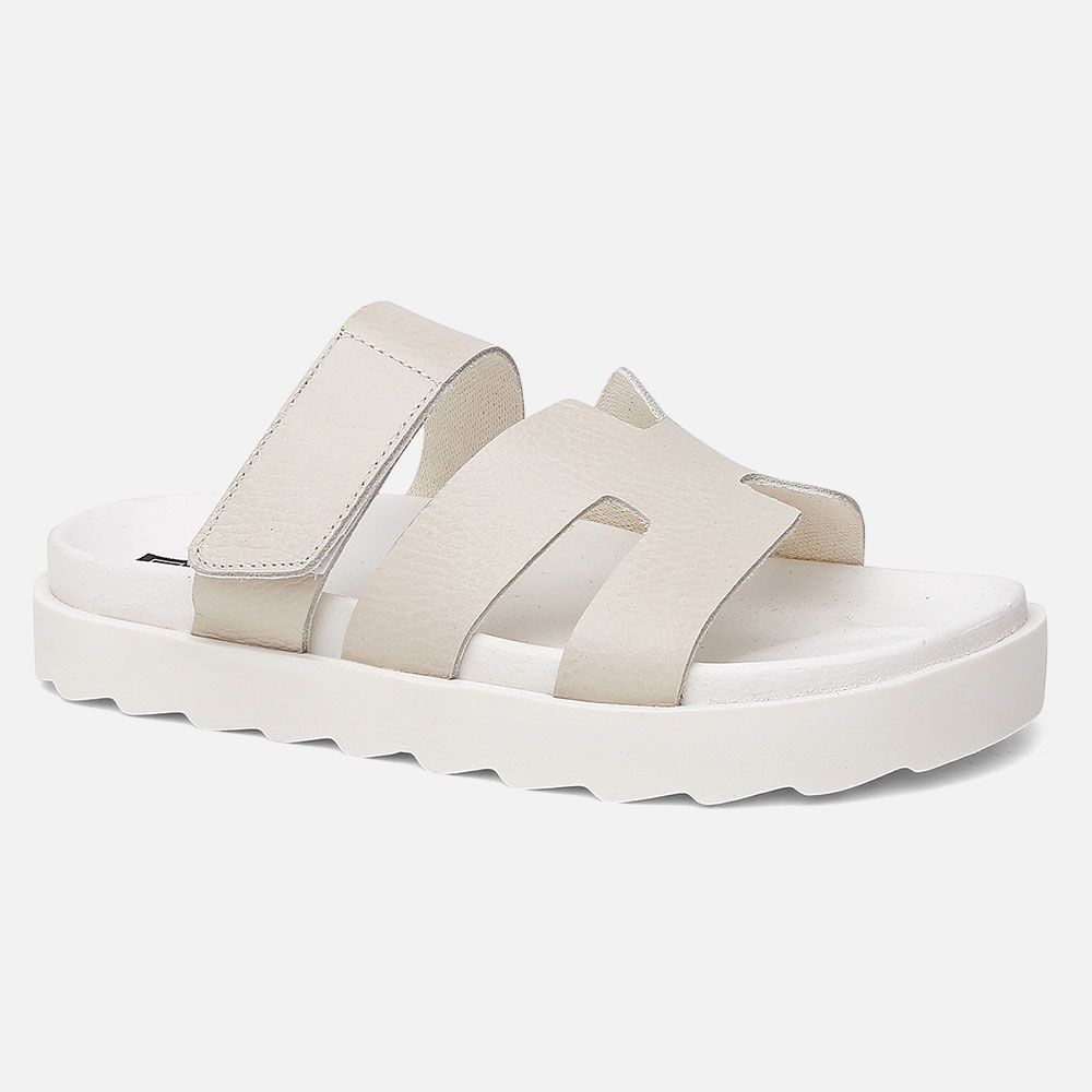 Sandalia Feminina Hera Vittal Flat em Couro Legitimo OffWhite