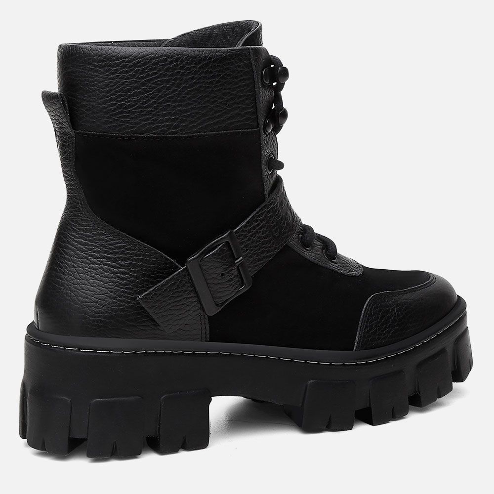 Bota Coturno Feminino Melina Preto Exclusivo Tratorado com Fivela Removível Vittal 
