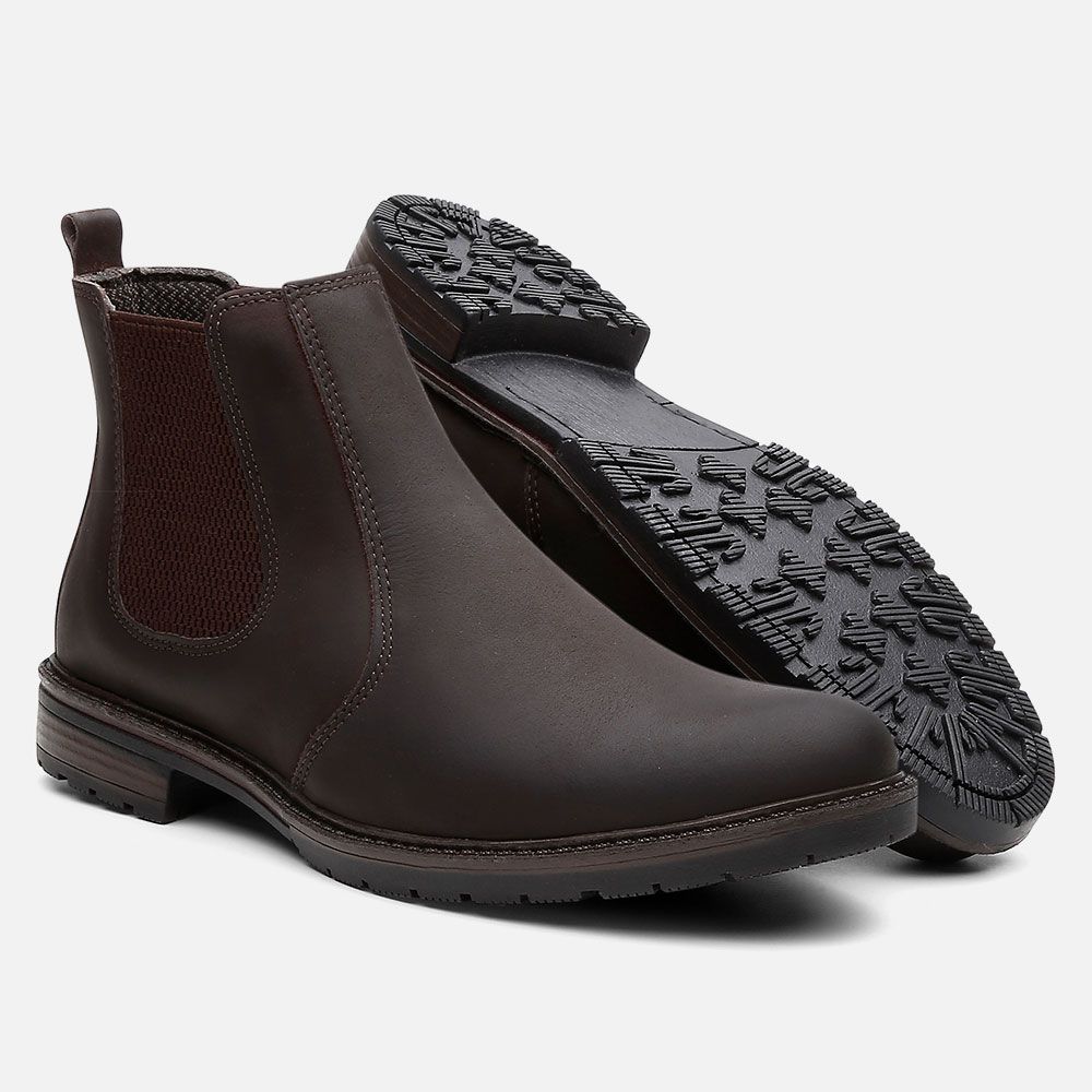 Bota Chelsea Vittal Botina Masculina em Couro Legítimo Café 