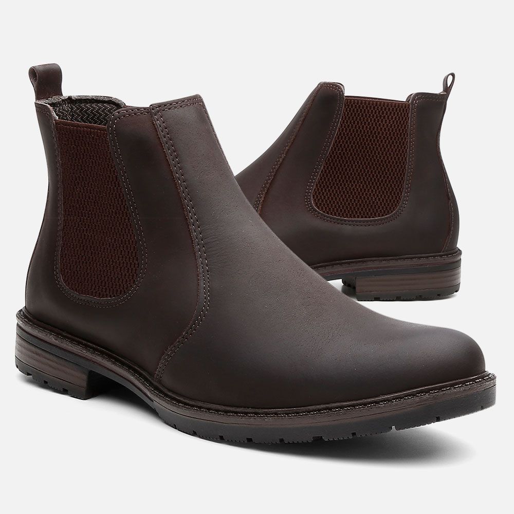 Bota Chelsea Vittal Botina Masculina em Couro Legítimo Café 