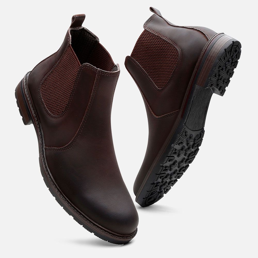Bota Chelsea Vittal Botina Masculina em Couro Legítimo Café 