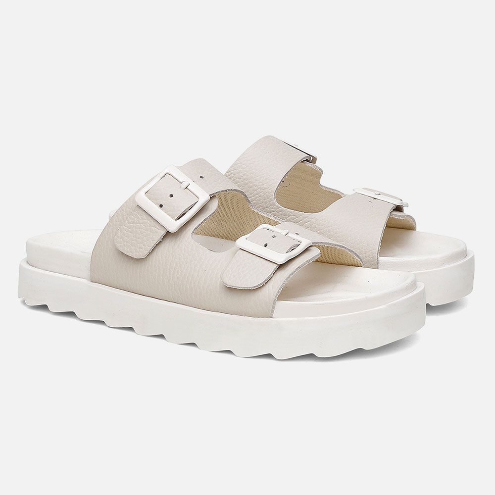 Sandália Papete Vittal Natalie em Couro Legitimo OffWhite
