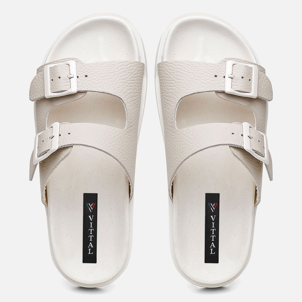 Sandália Papete Vittal Natalie em Couro Legitimo OffWhite