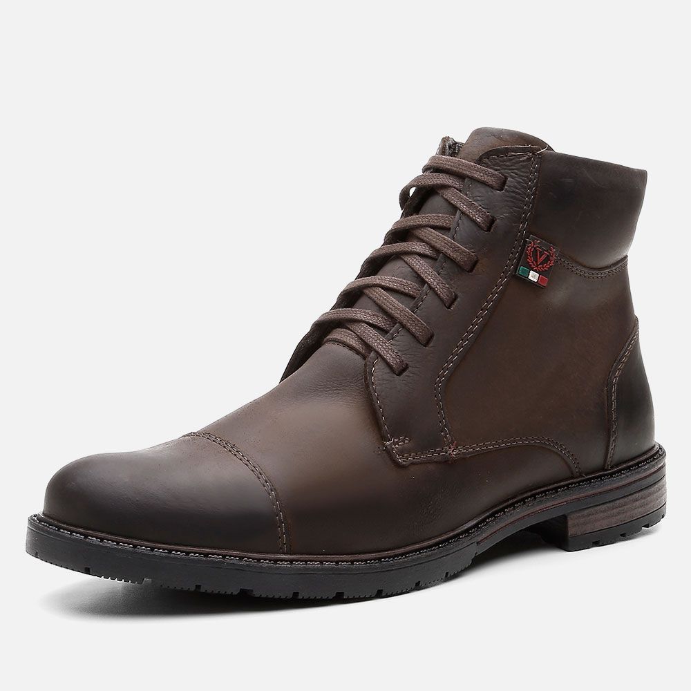 Coturno Casual Masculino Vittal em Couro Café 
