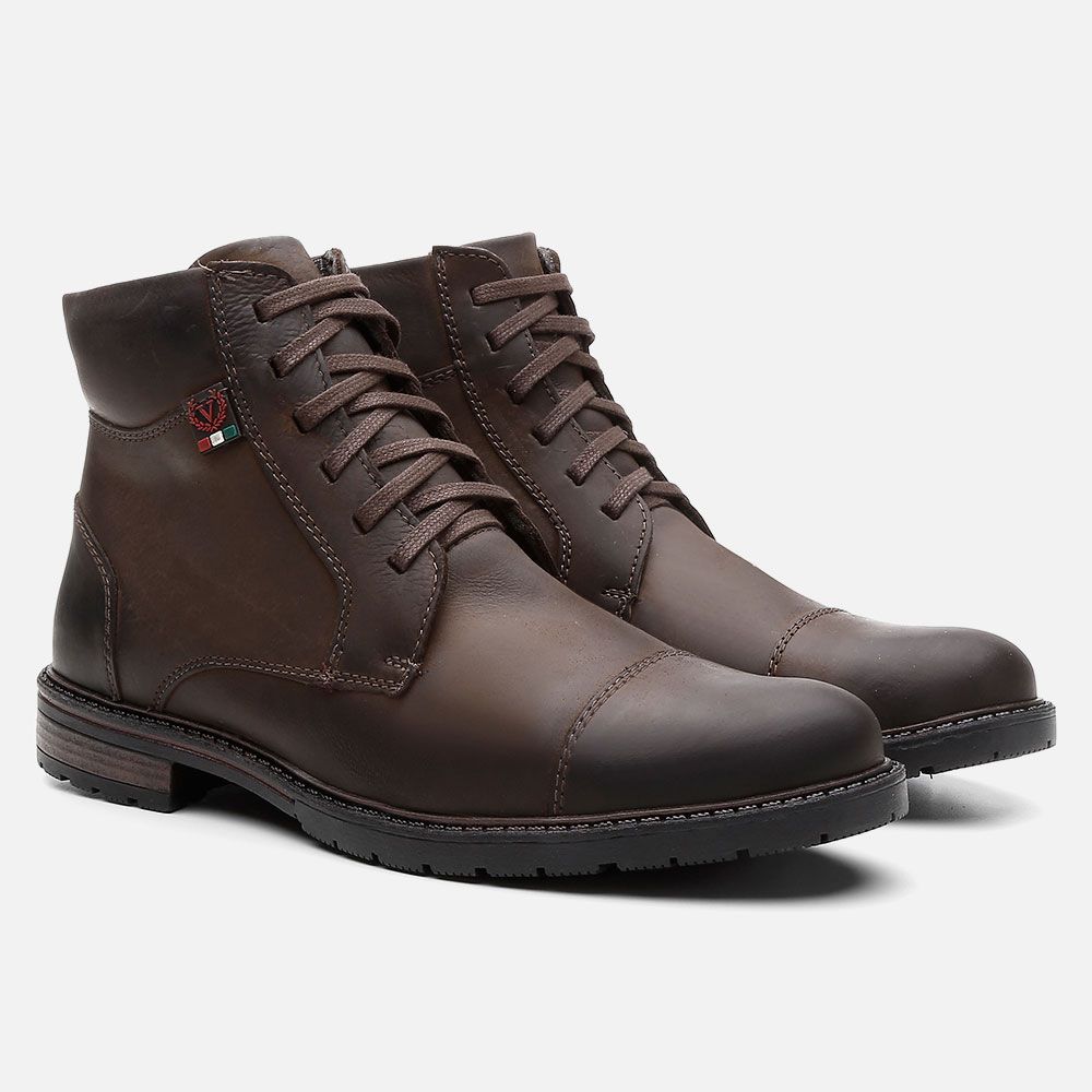 Coturno Casual Masculino Vittal em Couro Café 