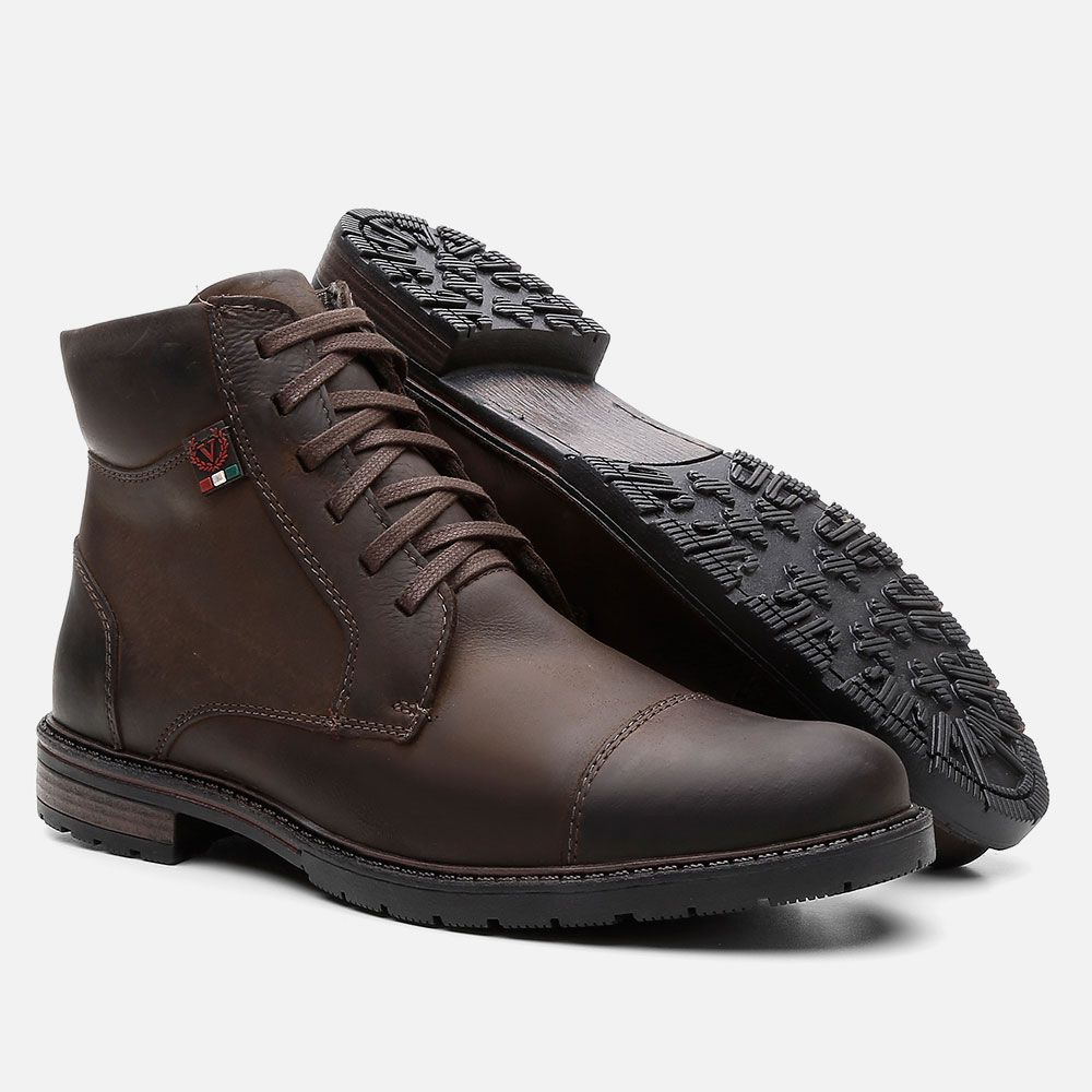 Coturno Casual Masculino Vittal em Couro Café 