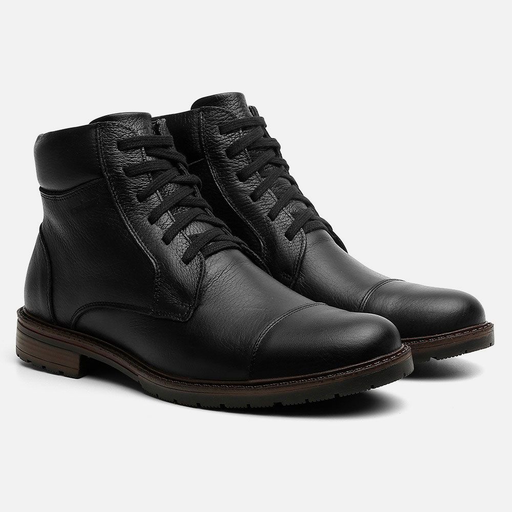Coturno Casual Masculino Vittal em Couro Preto 