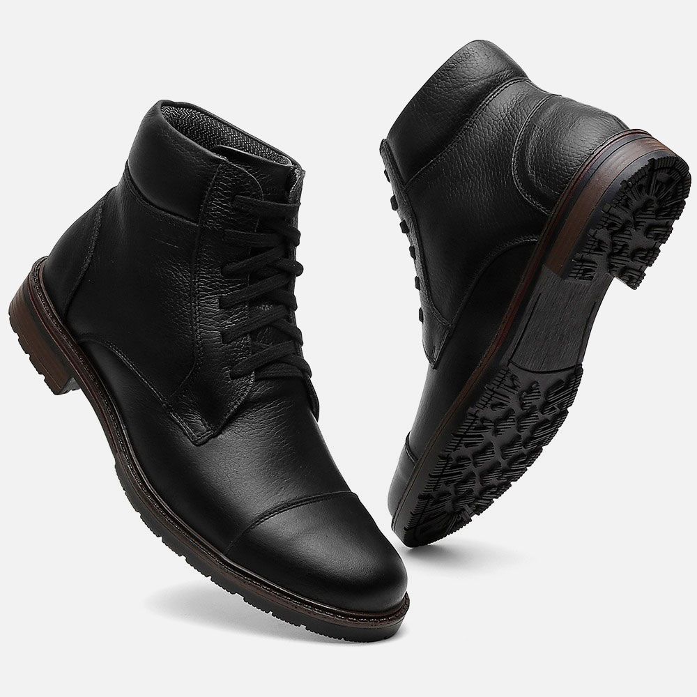 Coturno Casual Masculino Vittal em Couro Preto 
