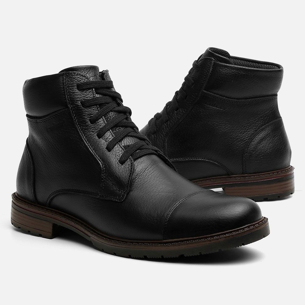 Coturno Casual Masculino Vittal em Couro Preto 