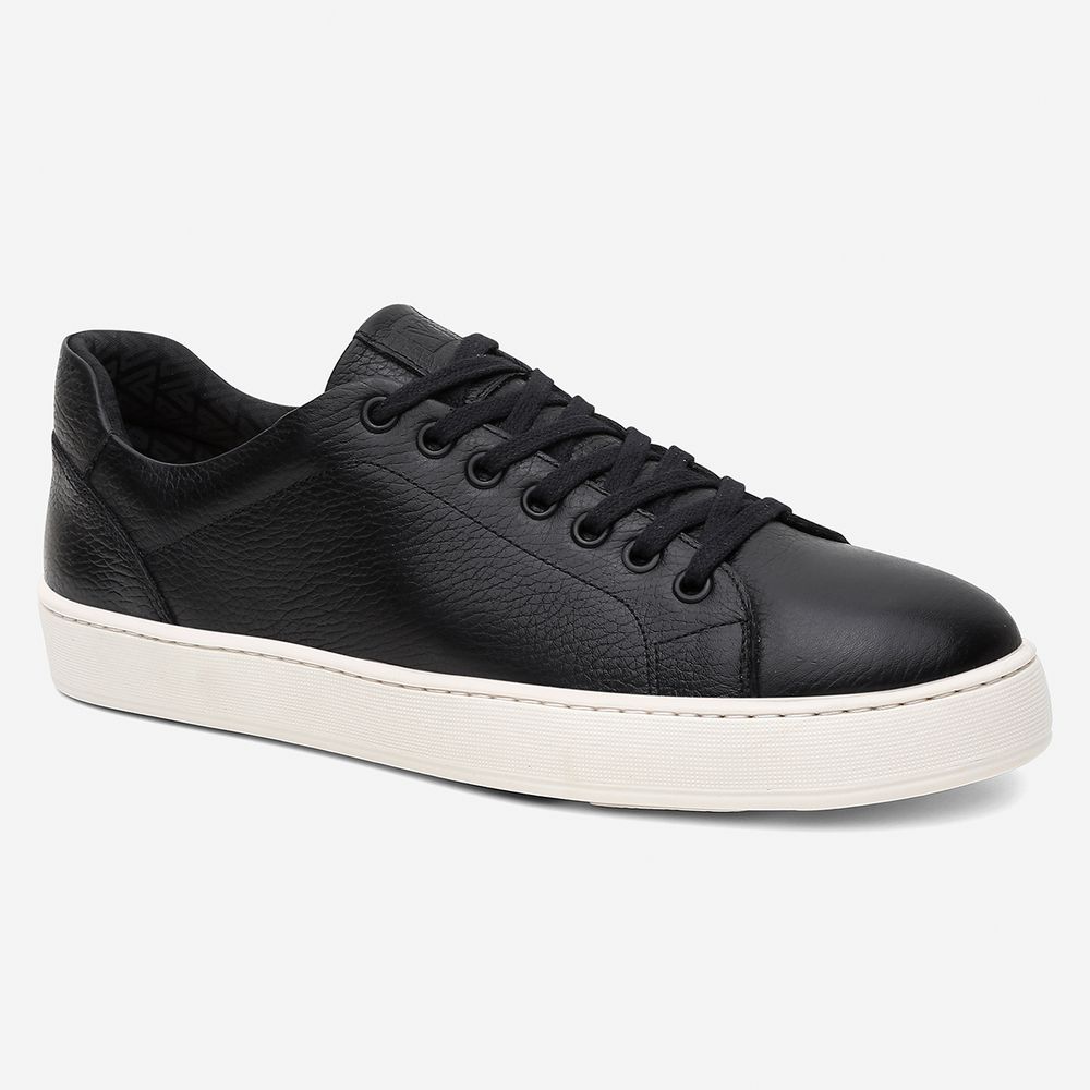Tênis Casual Masculino Logan Preto em Couro Legitimo Vittal