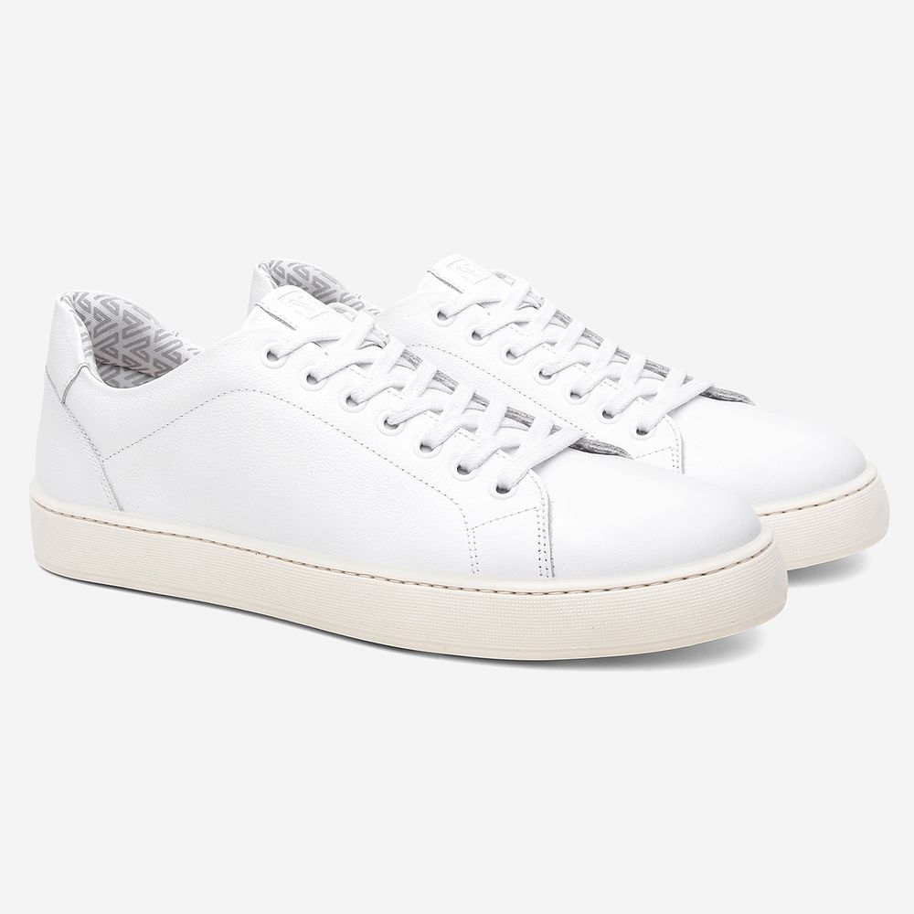 Tênis Casual Masculino Logan Branco em Couro Legitimo Vittal