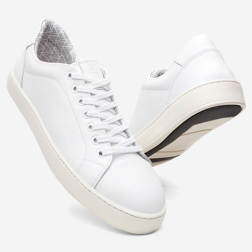 Tênis Casual Masculino Logan Branco em Couro Legitimo Vittal