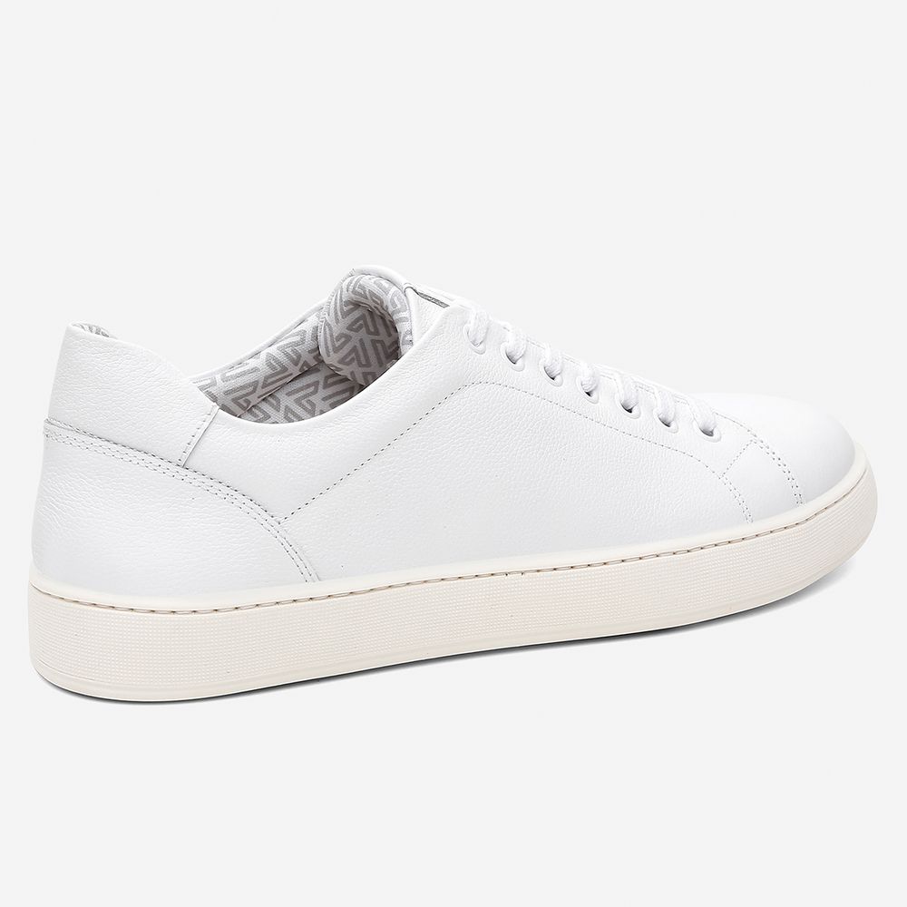 Tênis Casual Masculino Logan Branco em Couro Legitimo Vittal