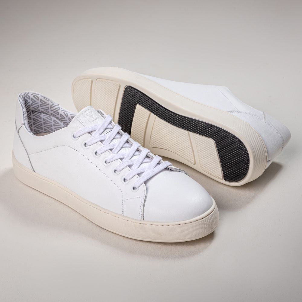 Tênis Casual Masculino Logan Branco em Couro Legitimo Vittal