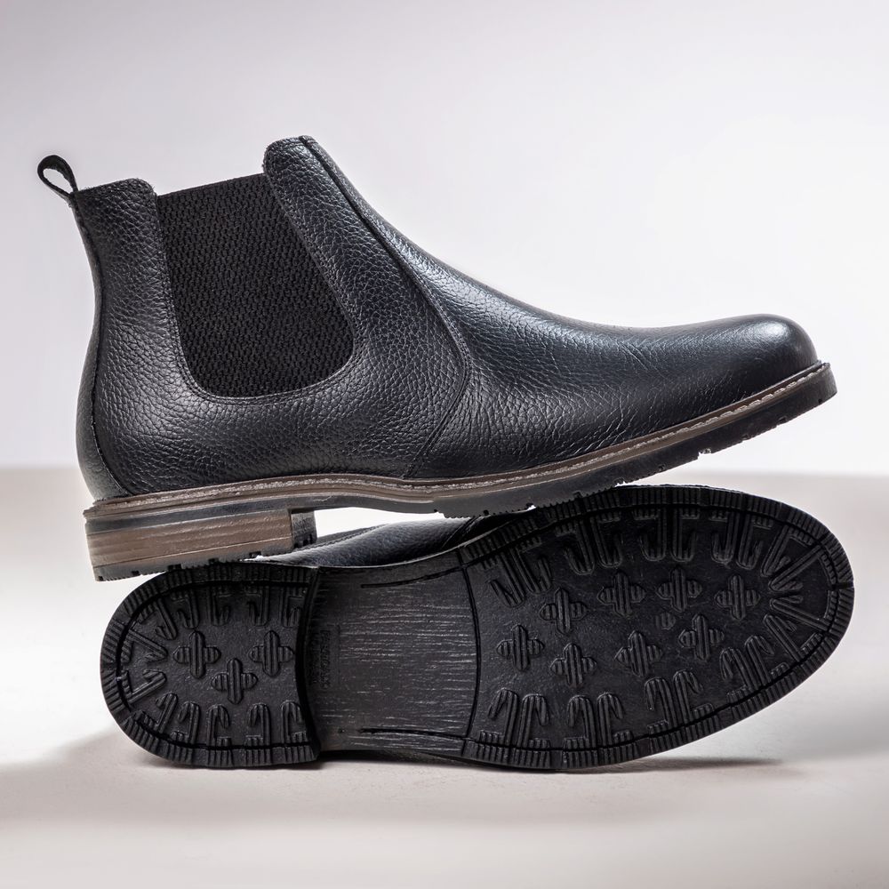 Bota Chelsea Vittal Botina Masculina em Couro Legítimo Preto 
