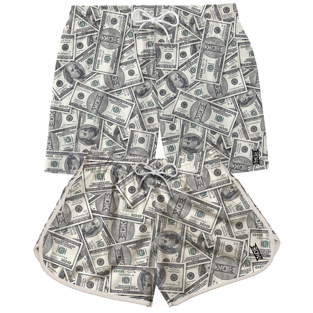 short com estampa de dolar