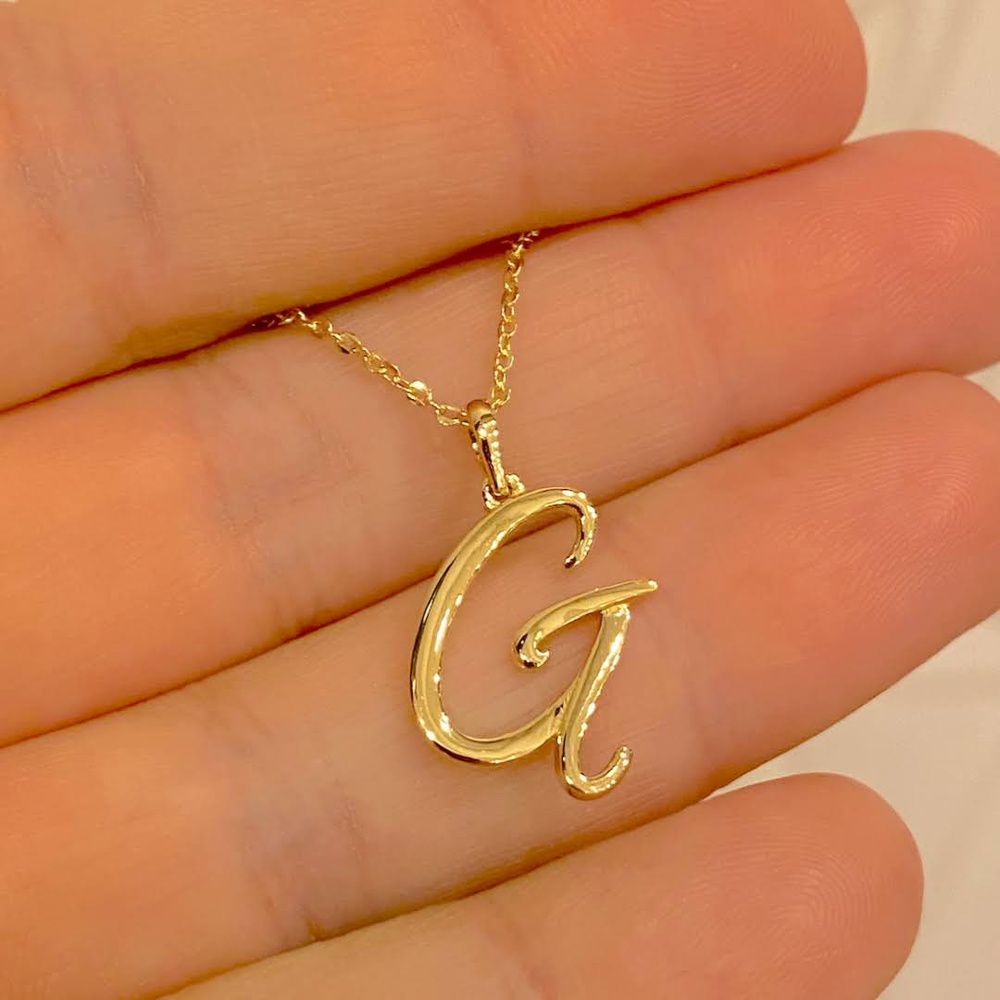 Pingente de Letra G de Ouro 18K Feminino