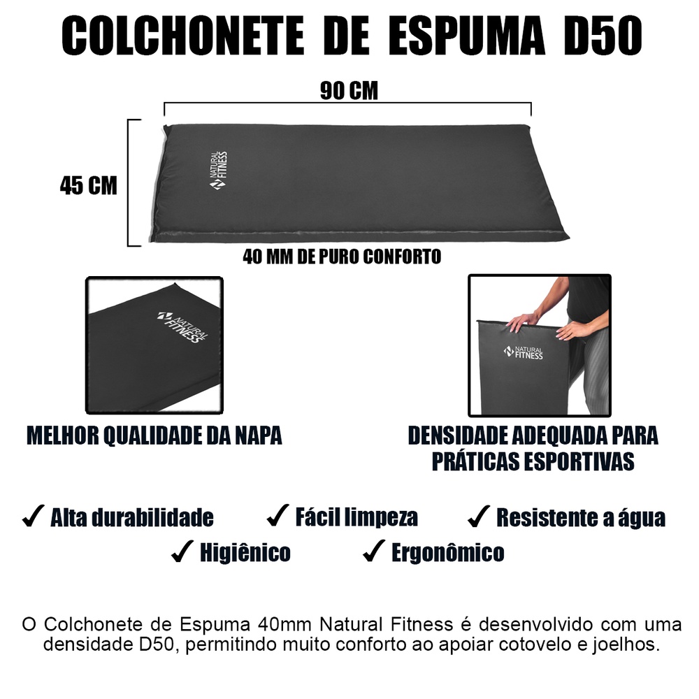 Colchonete de Espuma D50 40mm Para Academia e Pilates | Natural Fitness