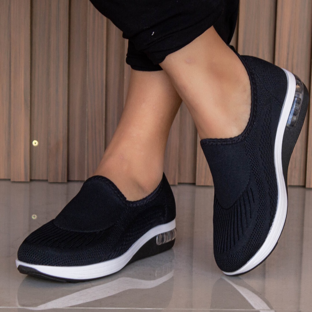 Tênis c/ Amortecedor para Esporão e Fascite - Preto | Pé Relax Sapatos ...