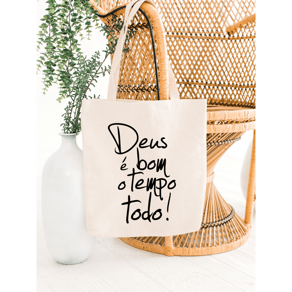 Bolsa Ecobag Deus é Bom o Tempo Todo - CAMISETAS DA FÉ