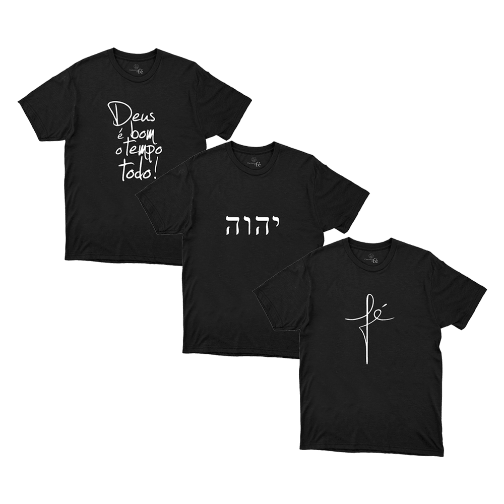 Kit 3 Camisetas Masculinas - Fé - CAMISETAS DA FÉ