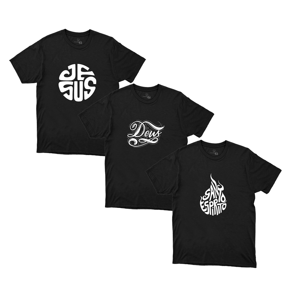 Kit 3 Camisetas Masculinas - Fé - CAMISETAS DA FÉ