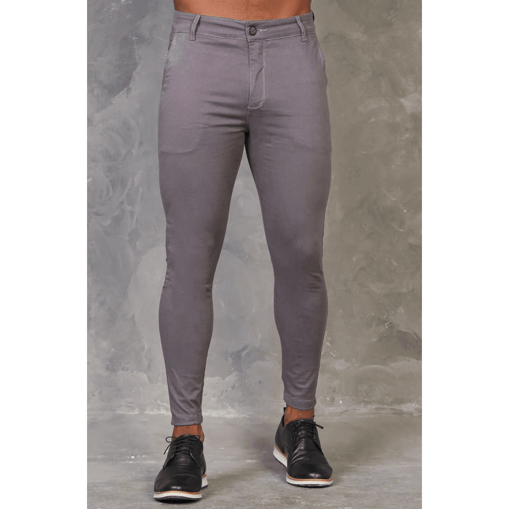 Calça Alfaiataria Jeans Skinny Cinza Premium Mascu... - CHIEREGATO OUTLET